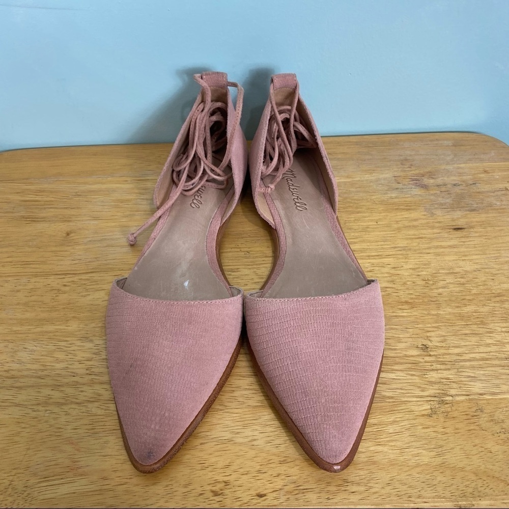 Madewell Arielle D’Orsay Flats Ankle Wrap Pink Pointed Toe